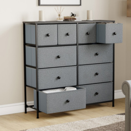 Vida Designs Chorley 10 Drawer Grey and Black Fabric Chest of Drawer - Wilko - thumbnail 5