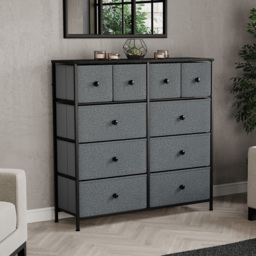 Vida Designs Chorley 10 Drawer Grey and Black Fabric Chest of Drawer - Wilko - thumbnail 4