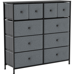 Vida Designs Chorley 10 Drawer Grey and Black Fabric Chest of Drawer - Wilko - thumbnail 3