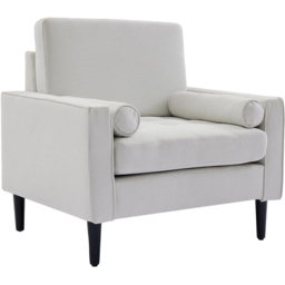 Living and Home Beige Linen Mid-Century Armchair with Armrest Pillows - Size: 81 x 83 x 73cm - Wilko - thumbnail 3