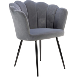 Home Source Grey Scallop Chair with Black Metal Legs - Size: Single - Wilko - thumbnail 3