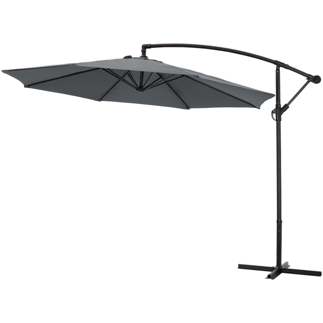 Living and Home Dark Grey Cantilever Parasol with Cross Base 3m - Wilko - image 1