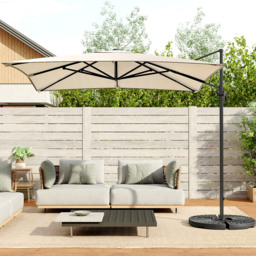 Living and Home Beige Square Rotatable Crank Cantilever Parasol with Fan-Shaped Base 3m - Size: 250 x 300 x 300cm - Wilko - thumbnail 7