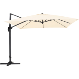Living and Home Beige Square Rotatable Crank Cantilever Parasol with Fan-Shaped Base 3m - Size: 250 x 300 x 300cm - Wilko - thumbnail 1