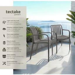 tectake Alcudia Set of 4 Anthracite Garden Chair - Size: 80.5 x 54.5 x 58cm - Grey - Wilko - thumbnail 4