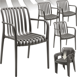 tectake Alcudia Set of 4 Anthracite Garden Chair - Size: 80.5 x 54.5 x 58cm - Grey - Wilko - thumbnail 3