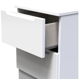 Crowndale Milan 2 Drawer White Gloss Compact Bedside Cabinet Ready Assembled - White Gloss & White - Wilko - thumbnail 7