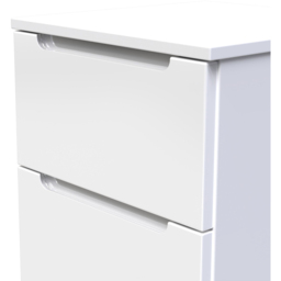 Crowndale Milan 2 Drawer White Gloss Compact Bedside Cabinet Ready Assembled - White Gloss & White - Wilko - thumbnail 6