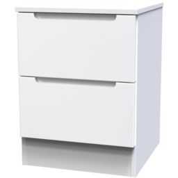 Crowndale Milan 2 Drawer White Gloss Compact Bedside Cabinet Ready Assembled - White Gloss & White - Wilko - thumbnail 5