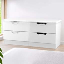 Crowndale Camden 4 Drawer White Gloss and White Bed Box Ready Assembled - Size: 51 x 112 x 42cm - White Gloss & White - Wilko