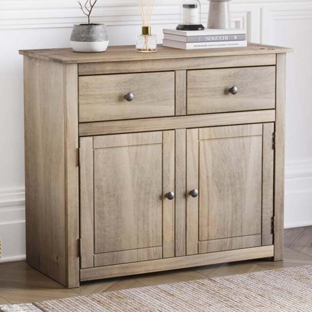 Vida Designs Panama 2 Drawer Pine Sideboard - Size: 40 x 93 x 80cm - Brown - Wilko - image 1