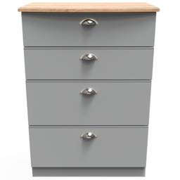 Crowndale Victoria 4 Drawer Dusk Grey and Oak Chest of Drawers - Wilko - thumbnail 3