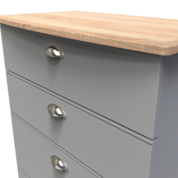 Crowndale Victoria 4 Drawer Dusk Grey and Oak Chest of Drawers - Wilko - thumbnail 6