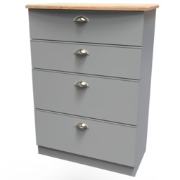 Crowndale Victoria 4 Drawer Dusk Grey and Oak Chest of Drawers - Wilko - thumbnail 5