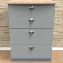 Crowndale Victoria 4 Drawer Dusk Grey and Oak Chest of Drawers - Wilko - thumbnail 1