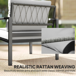 Outsunny 4 Seater Light Grey Metal Garden Lounge Set with Cushion - Wilko - thumbnail 6