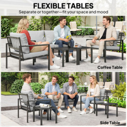 Outsunny 4 Seater Light Grey Metal Garden Lounge Set with Cushion - Wilko - thumbnail 5