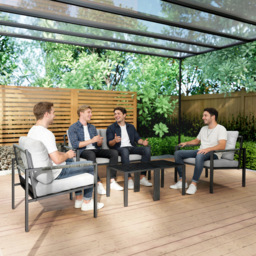 Outsunny 4 Seater Light Grey Metal Garden Lounge Set with Cushion - Wilko - thumbnail 4
