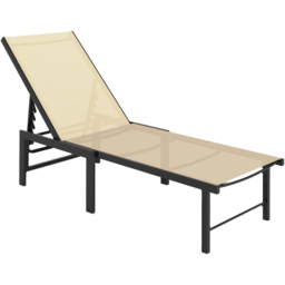 Outsunny Khaki 5 Level Adjustable Sun Lounger - Size: 34 x 60 x 186cm - Cream - Wilko - thumbnail 3