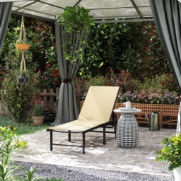 Outsunny Khaki 5 Level Adjustable Sun Lounger - Size: 34 x 60 x 186cm - Cream - Wilko - thumbnail 5