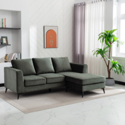 Brooklyn 3 Seater Moss Green L Shape Reversible Chaise Sofa - Wilko - thumbnail 4