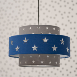 ValueLights Weaver 2-Tier Blue and Light Grey Star Cut-Out Ceiling Lamp Shade - Size: 30 x 17.5 x 30cm - Wilko - thumbnail 3