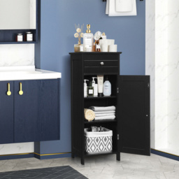 Costway Single Door Single Drawer Black Storage Cabinet - Size: 96 x 38 x 12cm - Wilko - thumbnail 6