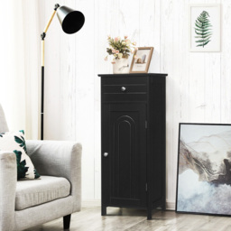 Costway Single Door Single Drawer Black Storage Cabinet - Size: 96 x 38 x 12cm - Wilko - thumbnail 5