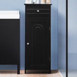 Costway Single Door Single Drawer Black Storage Cabinet - Size: 96 x 38 x 12cm - Wilko - thumbnail 1