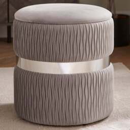 GFW Eden Grey Soft Velvet Storage Stool - Size: 41 x 38 x 38cm - Wilko
