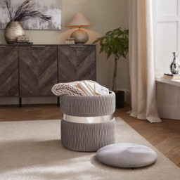 GFW Eden Grey Soft Velvet Storage Stool - Size: 41 x 38 x 38cm - Wilko - thumbnail 7