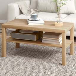 HOMCOM 2 Shelf Natural Rectangular Coffee Table - Size: 44.5 cm x 45.0 cm x 90.0 cmcm - Brown - Wilko