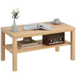 HOMCOM 2 Shelf Natural Rectangular Coffee Table - Size: 44.5 cm x 45.0 cm x 90.0 cmcm - Brown - Wilko - thumbnail 3