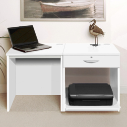 R White Cabinets 3 Drawer White Set-01 Desk with Printer Shelf - Size: 72.8 x 120 x 54cm - Wilko - thumbnail 1
