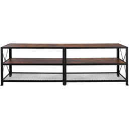 tectake 3 Shelf Dark Wooden and Steel TV Stand - Size: 50.5 x 41.5 x 161cm - Brown - Wilko - thumbnail 4