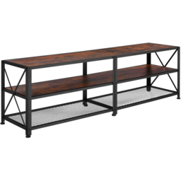 tectake 3 Shelf Dark Wooden and Steel TV Stand - Size: 50.5 x 41.5 x 161cm - Brown - Wilko - thumbnail 3