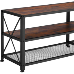 tectake 3 Shelf Dark Wooden and Steel TV Stand - Size: 50.5 x 41.5 x 161cm - Brown - Wilko - thumbnail 7