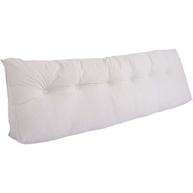 Living and Home White Chenille Wedge Headboard Pillow with Side Pocket 180 x 50cm - Size: 50 x 180 x 20cm - Wilko - image 1