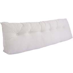 Living and Home White Chenille Wedge Headboard Pillow with Side Pocket 180 x 50cm - Size: 50 x 180 x 20cm - Wilko