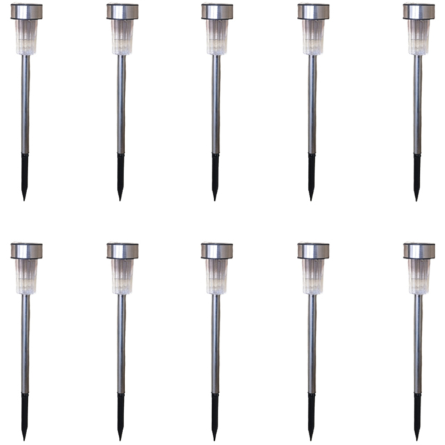 Samuel Alexander White Stainless Steel Solar LED Garden Path Light 10 Pack - Size: 36 x 36 x 5cm - Wilko - image 1