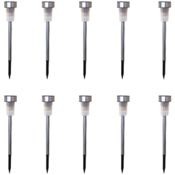 Samuel Alexander White Stainless Steel Solar LED Garden Path Light 10 Pack - Size: 36 x 36 x 5cm - Wilko
