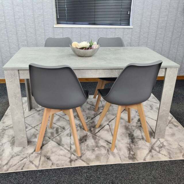 Portland Plastic Leather 4 Seater Dining Set Stone Grey and Grey - Wilko - image 1