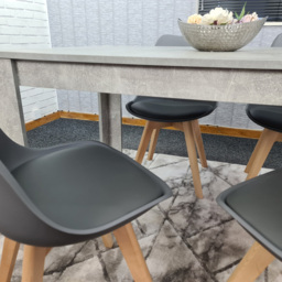 Portland Plastic Leather 4 Seater Dining Set Stone Grey and Grey - Wilko - thumbnail 3