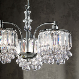 Kliving Abraham 3 Light Acrylic Beaded and Droplet Flush Fitting Ceiling Chandelier - Size: 27 x 41 x 41cm - Silver - Wilko - thumbnail 4