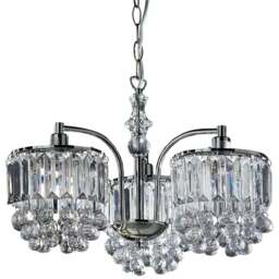 Kliving Abraham 3 Light Acrylic Beaded and Droplet Flush Fitting Ceiling Chandelier - Size: 27 x 41 x 41cm - Silver - Wilko - thumbnail 1