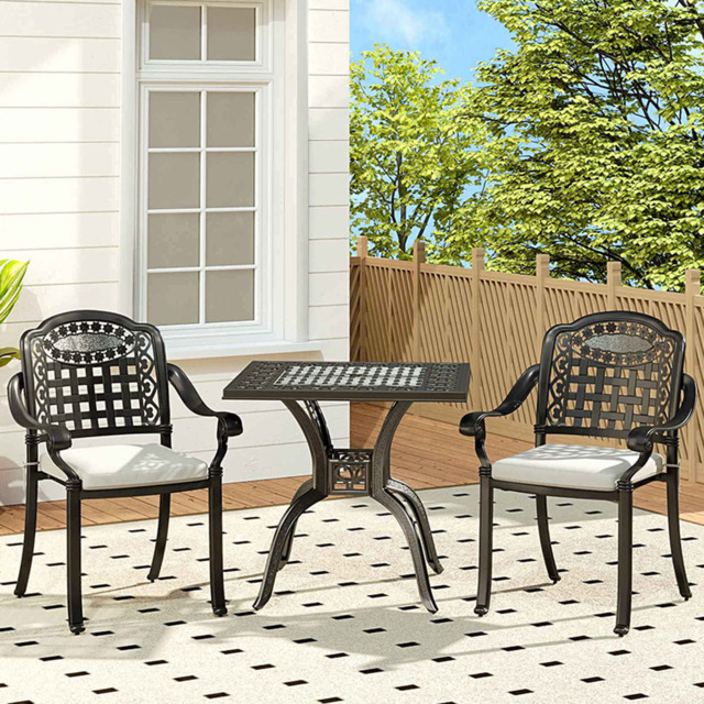 Living and Home 2 Seater Black Cast Aluminium Bistro Set - Wilko - image 1