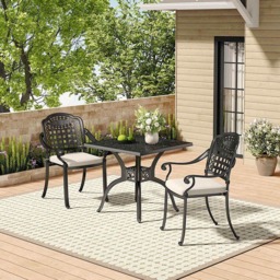 Living and Home 2 Seater Black Cast Aluminium Bistro Set - Wilko - thumbnail 7