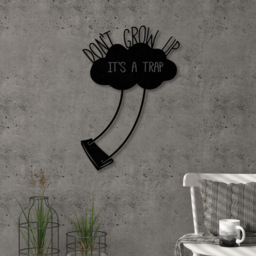 Decortie Black Metal Don't Grow Up Wall Art - Size: 51 x 35 x 0.3cm - Wilko - thumbnail 3