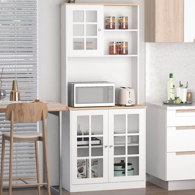 Portland 3 Grid Glass Door White Kitchen Sideboard - Wilko - image 1