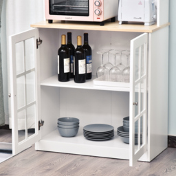 Portland 3 Grid Glass Door White Kitchen Sideboard - Wilko - thumbnail 4